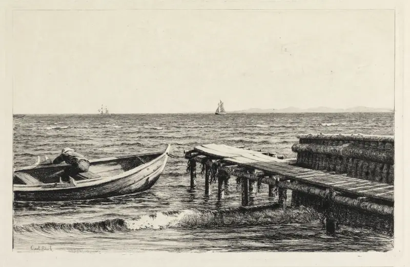 Boot am Steg von Carl Bloch