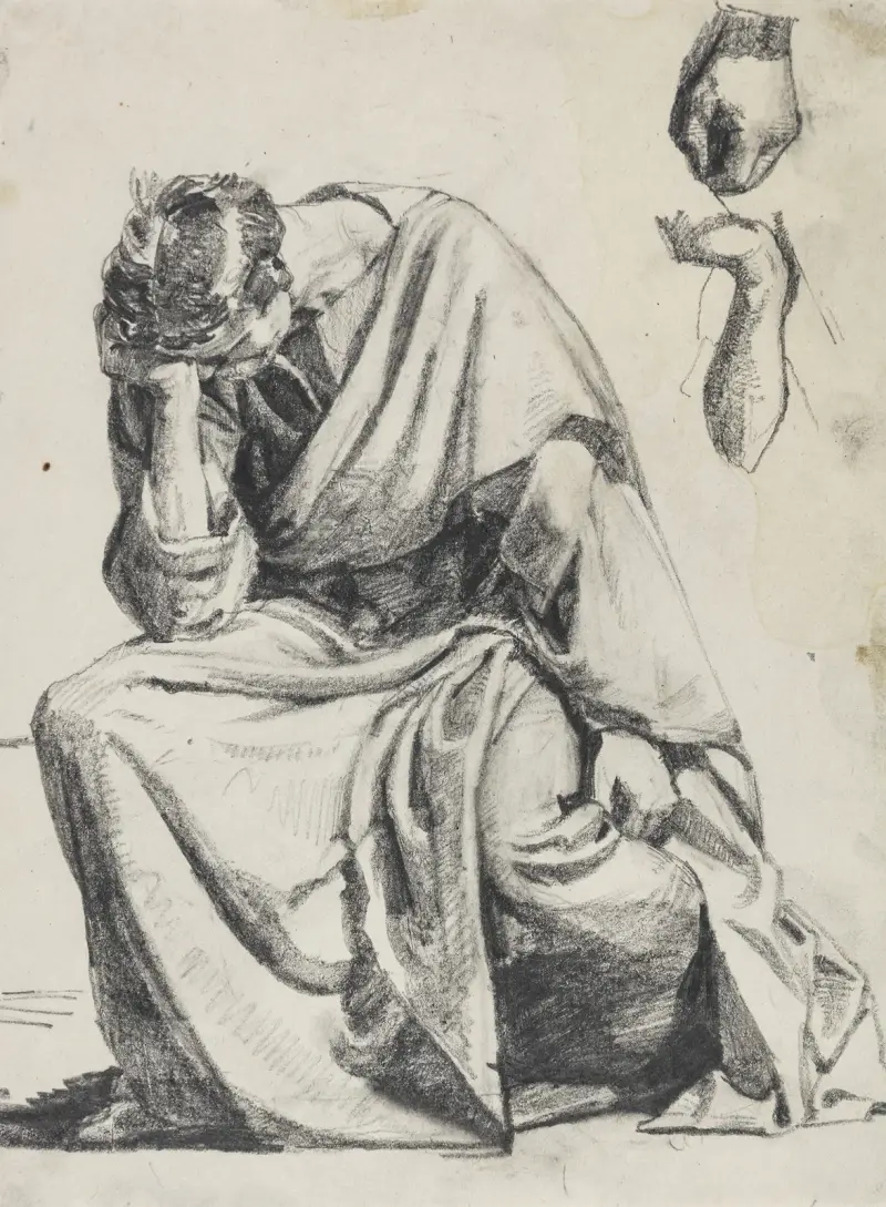 Den ångerfulle Petrus. Förarbete till radering från 1882 av Carl Bloch