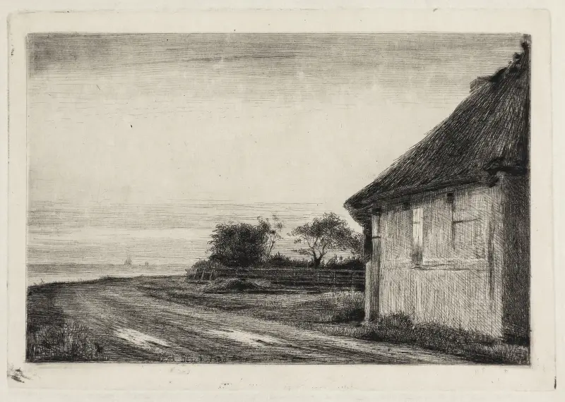 Hus och trädgård vid havet av Carl Bloch
