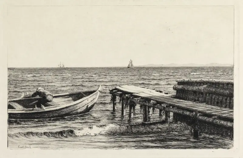 The boat at the bridge av Carl Bloch
