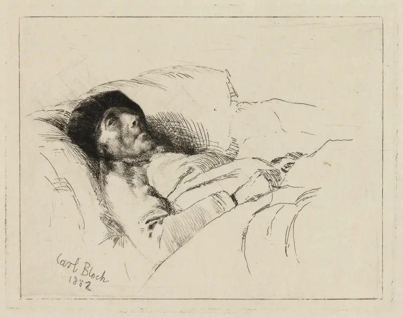 The sick old man av Carl Bloch