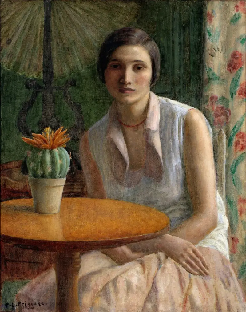 Porträt einer Frau (mit Kaktus) von Frederick Carl Frieseke