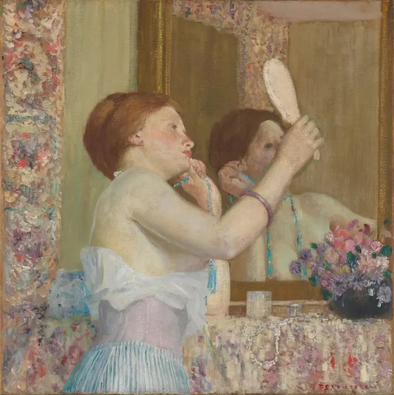 Kvinna med spegel av Frederick Carl Frieseke