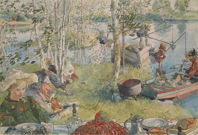 Połów raków, Carl Larsson