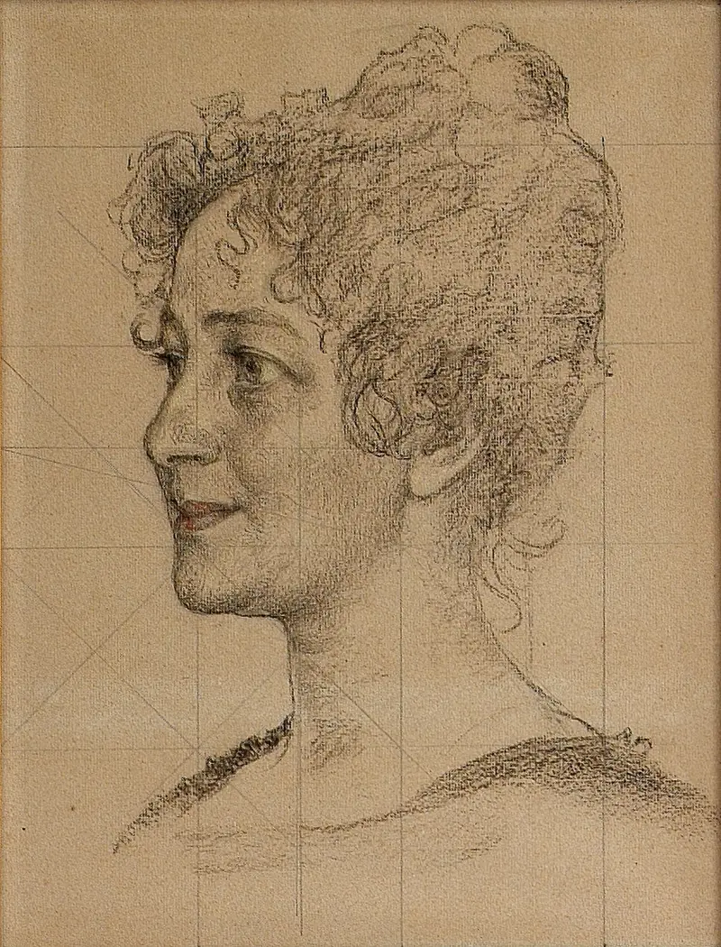 Huvudstudie av fru Signe Thiel av Carl Larsson