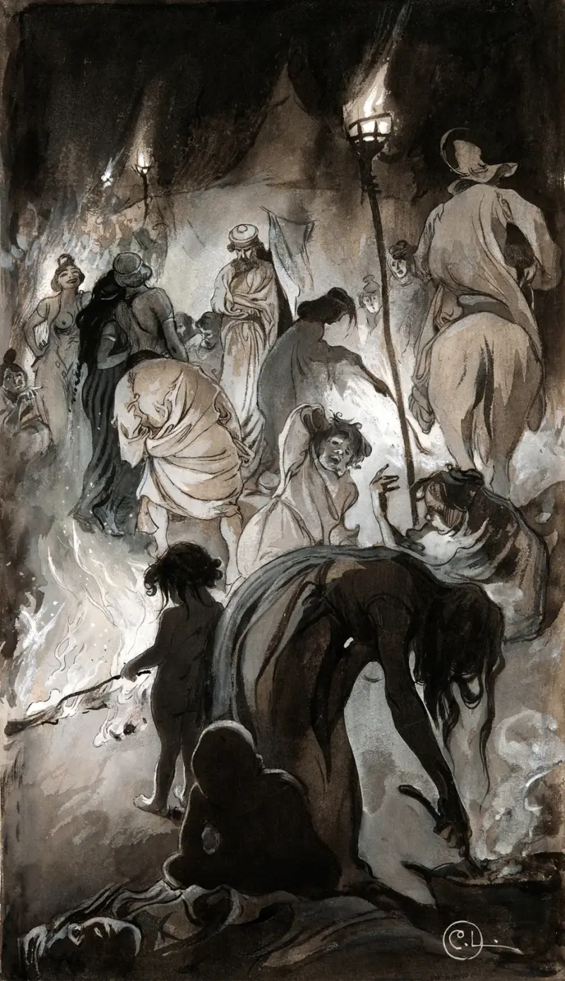 Illustration zu „Singoalla, der Wind ist mein Liebhaber“ von Viktor Rydberg, 1894 – Nr. 7 von Carl Larsson