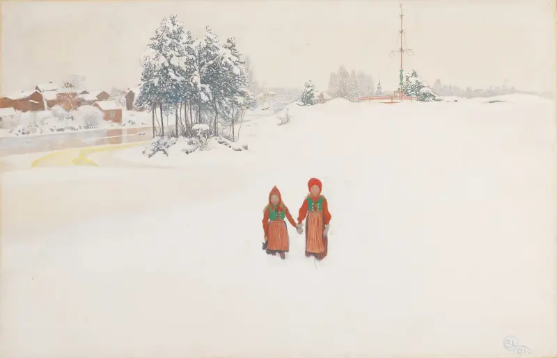 Ve sněhu, 1910, Carl Larsson