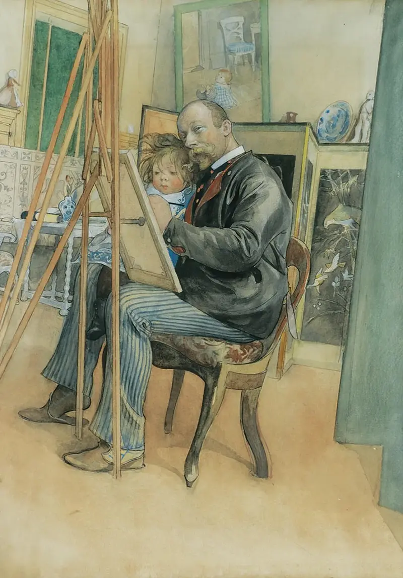 Spegelbild med Brita av Carl Larsson
