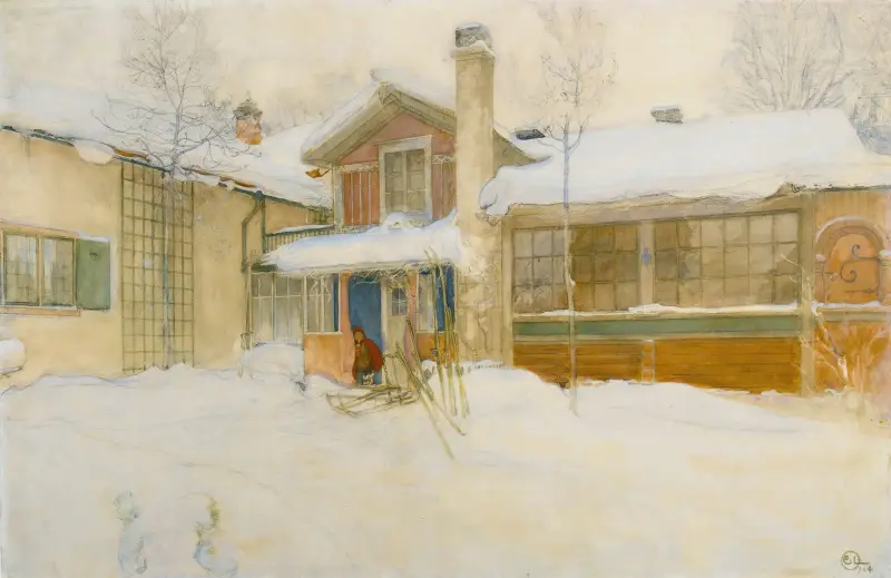 Min lantstuga i vinter, Sundborn av Carl Larsson