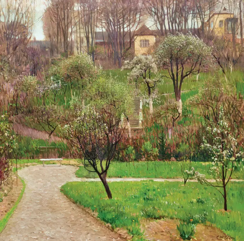 Garten in Döbling (Garden in Döbling, Vienna) av Carl Moll