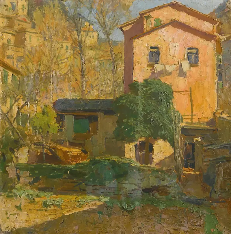 Landskap från Riviera Ligure, Italien av Carl Moll