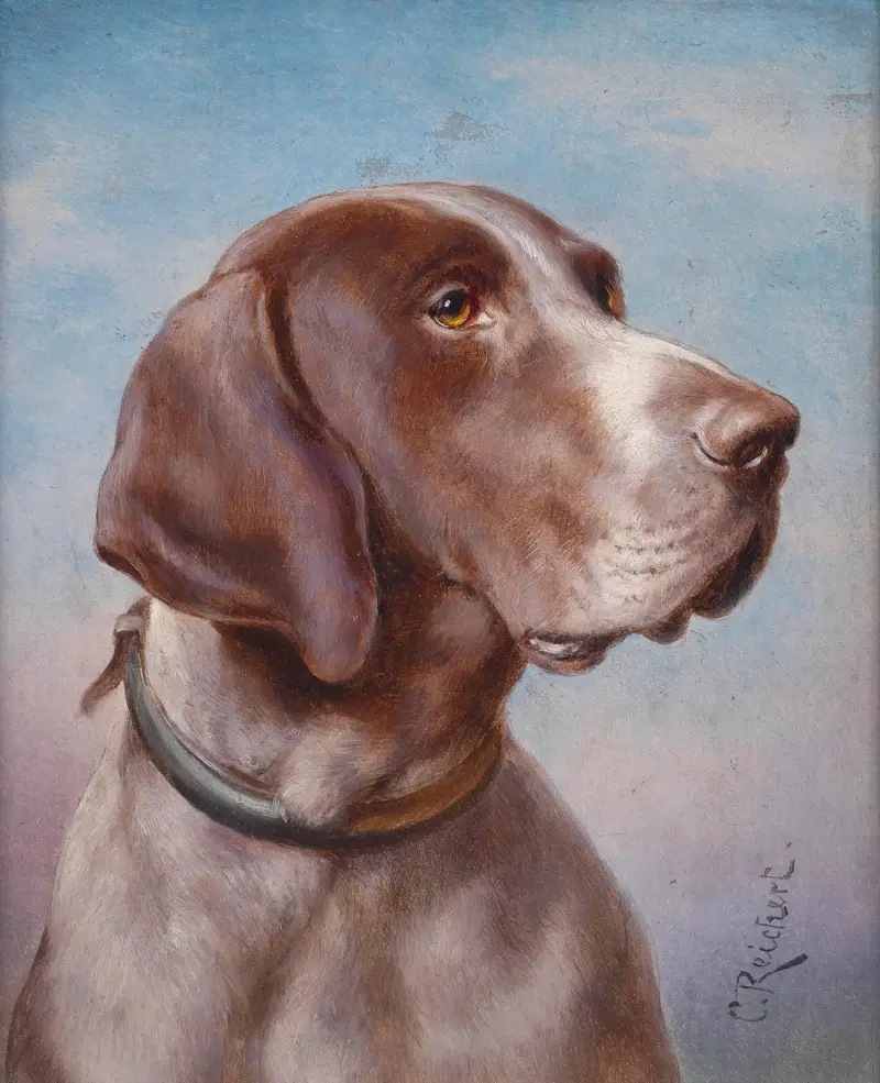 Hundeportrait av Carl Reichert