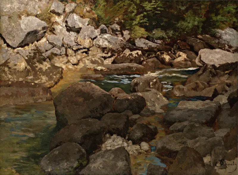 Mountain Stream with Boulders av Carl Schuch