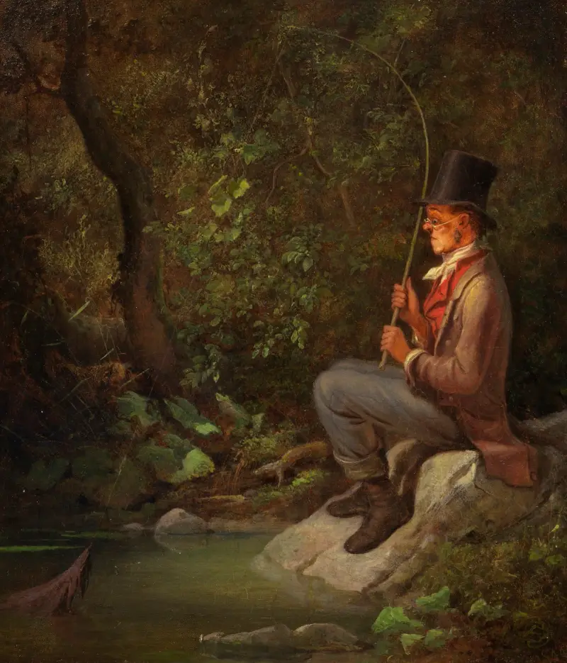 Rybář u lesního potoka, Carl Spitzweg