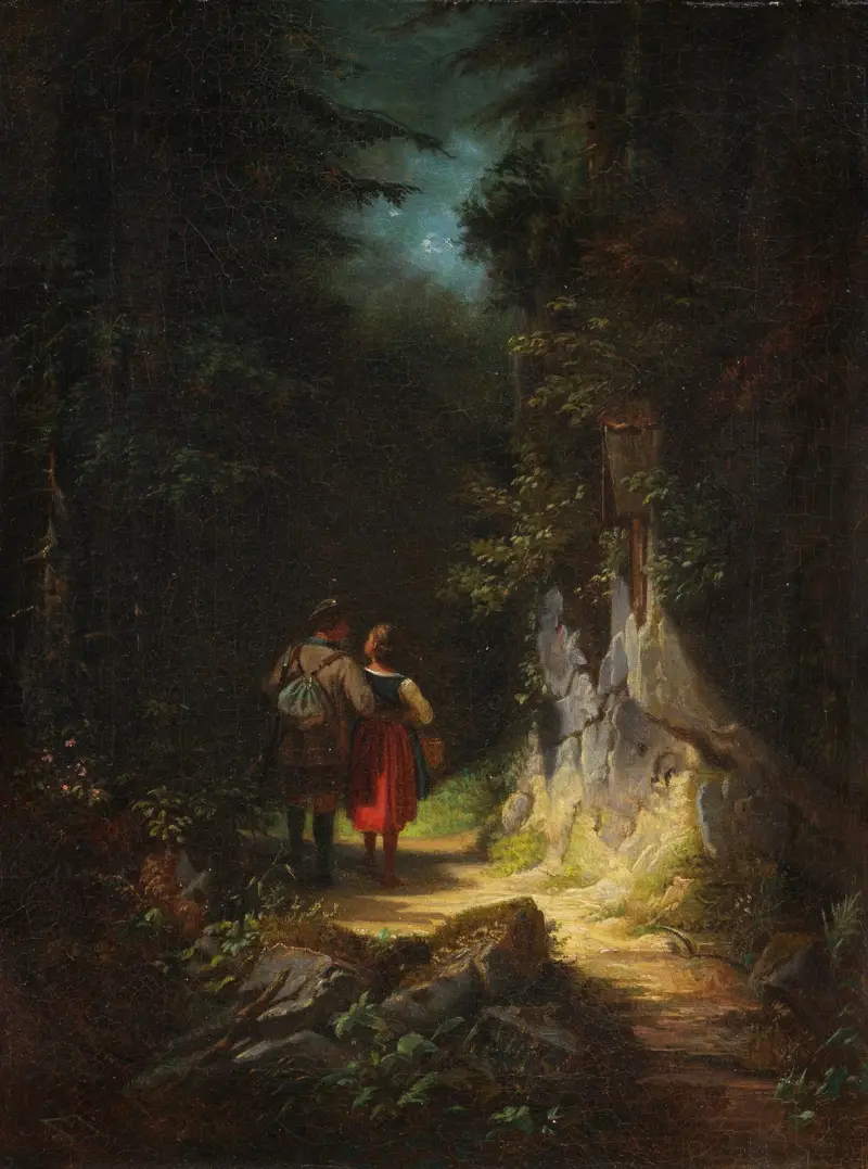 Lovec s dívkou (Zamilovaný lovec), Carl Spitzweg