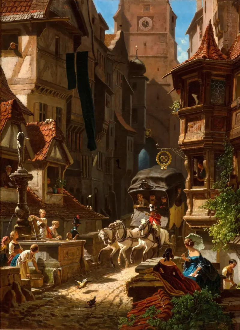 Diligensens ankomst av Carl Spitzweg