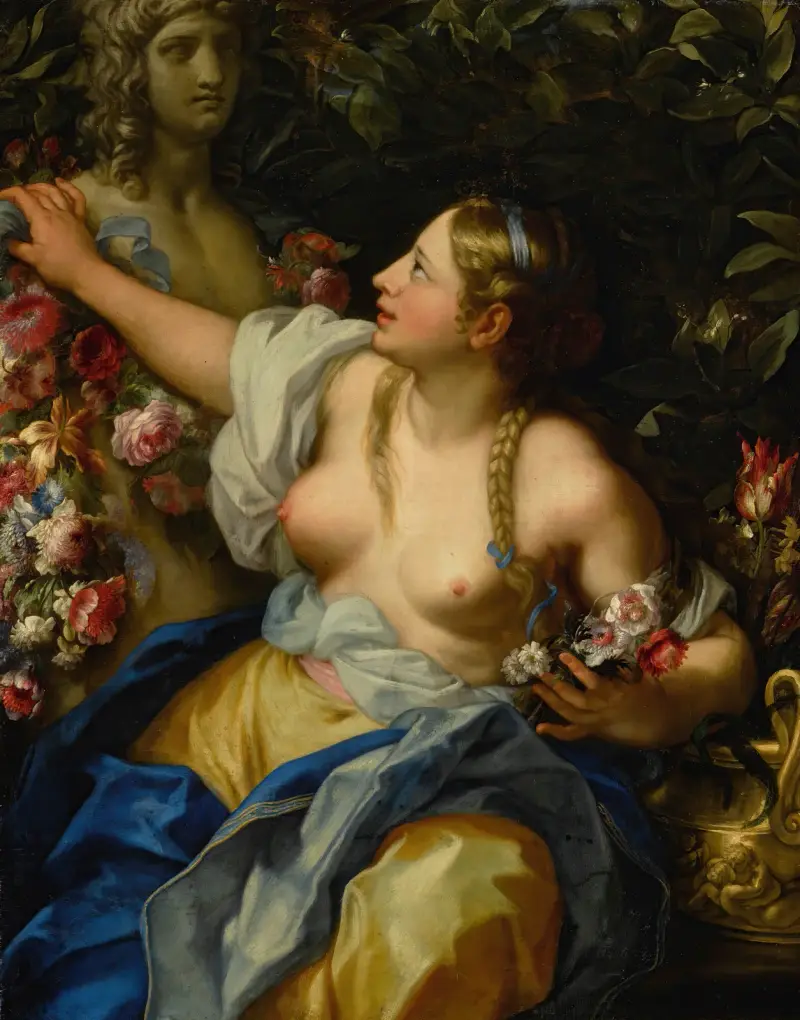 Porträtt av ung kvinna som Flora av Carlo Maratti