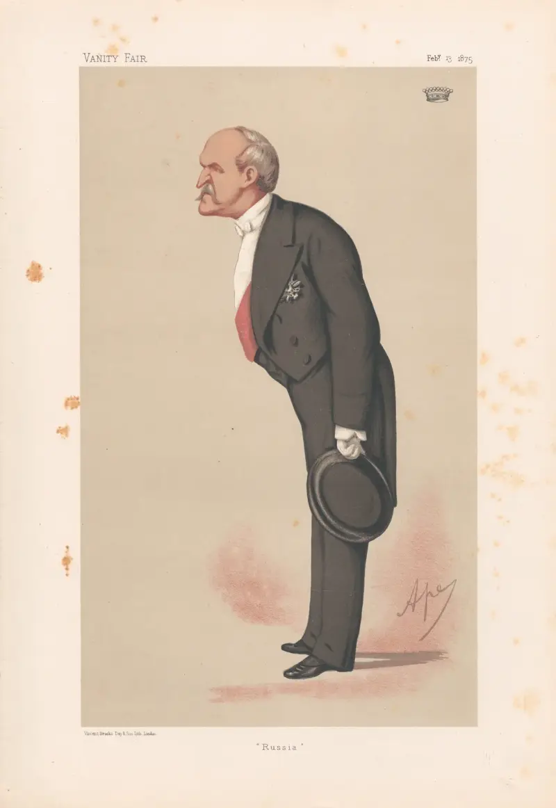 Ambassadörer i England. 'Ryssland'. Greve Schouvaloff. 13 februari 1875 av Carlo Pellegrini