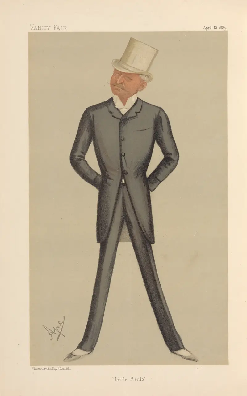 Upptäcktsresande och uppfinnare. ”Lille Menlo.” Överste George E. Gouraud. 13 april 1889 av Carlo Pellegrini