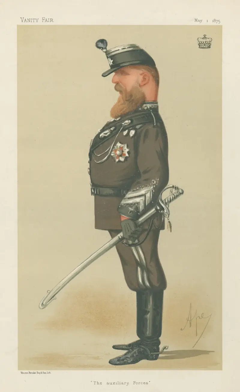 Militär och flotta: ”Hjälptrupperna”, Viscount Bury, 1 maj 1875 av Carlo Pellegrini
