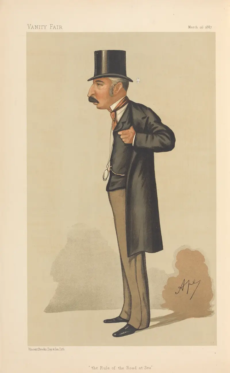 Militär och flotta: ”Vägregeln till sjöss”, kapten John Charles Ready Colomb, 26 mars 1887 av Carlo Pellegrini