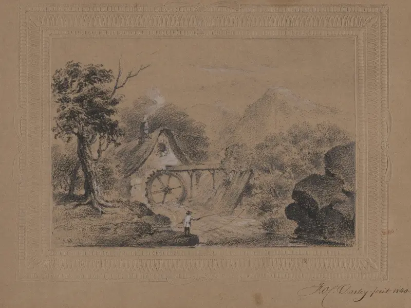 Angelsszene mit Wasserrad im Hintergrund von Felix Octavius Carr Darley