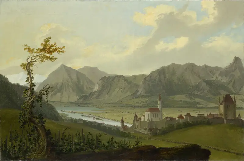 Vy över Thun med Stockhornkedjan och Niesen av Caspar Wolf