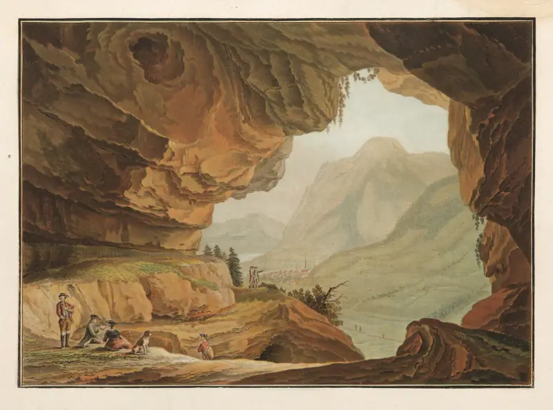 Utsikt över Drakens grotta i kantonen Unterwalden av Caspar Wolf