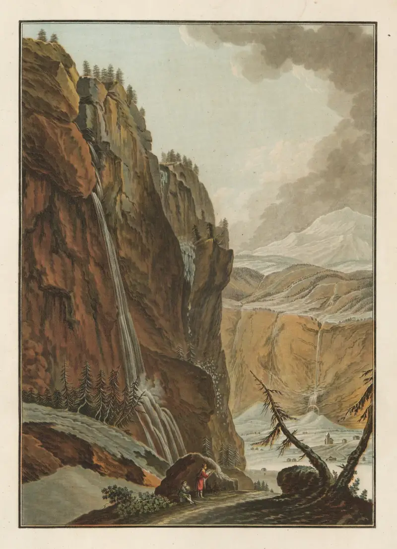 Vy över Schild-Wald-Bach, tagen på vintern av Caspar Wolf