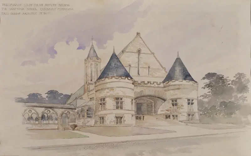 Preliminary study for an Armory Building for Shattuck School, Faribault, Minnesota av Cass Gilbert