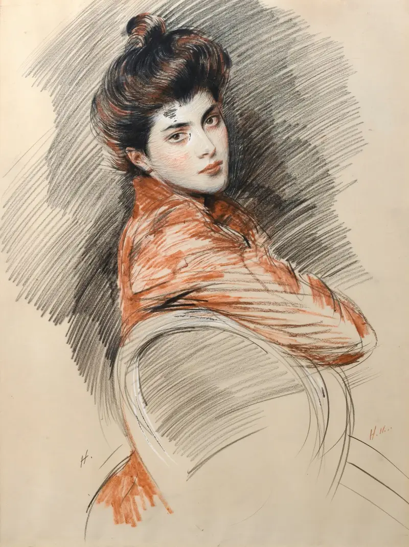 Porträt von Elisabeth Van Biema von Paul César Helleu