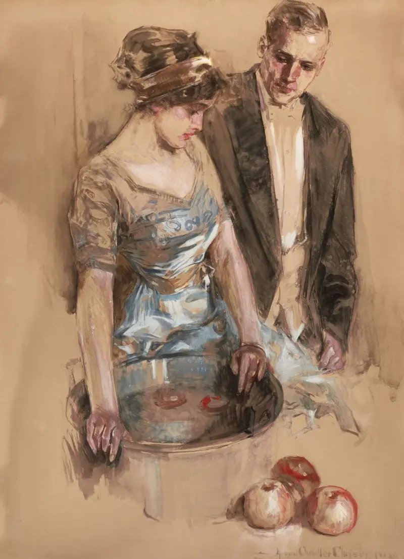 De älskandes ögonblick — början av deras första äppelpaj av Howard Chandler Christy