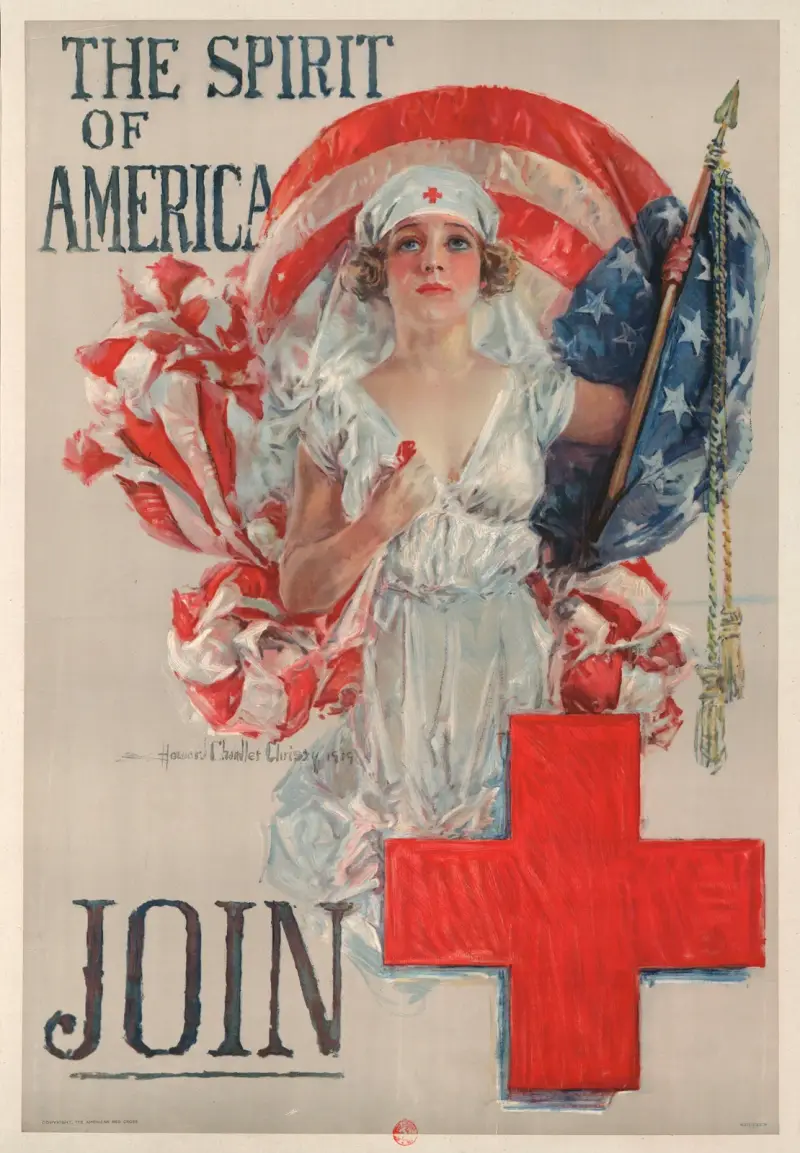 Der Geist Amerikas. Mach mit (Amerikanisches Rotes Kreuz), 1919 – Nr. 1 von Howard Chandler Christy