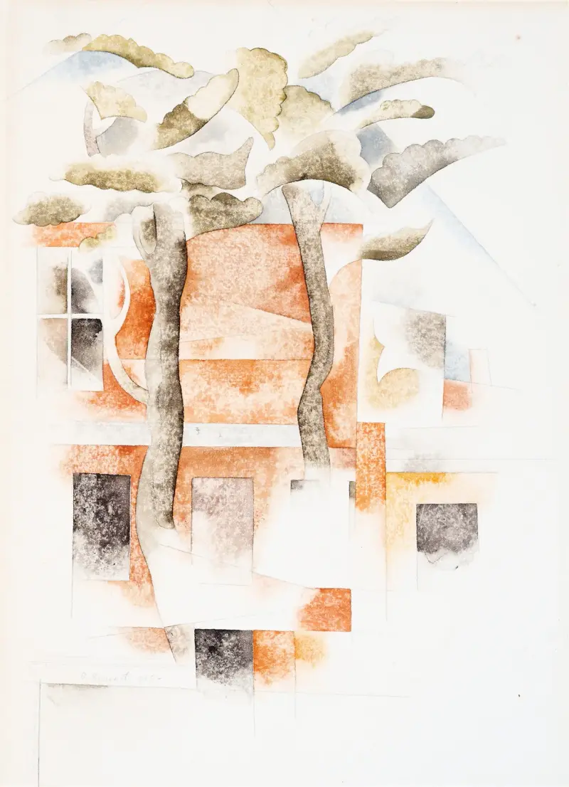 Bermuda, Häuser durch Bäume gesehen von Charles Demuth