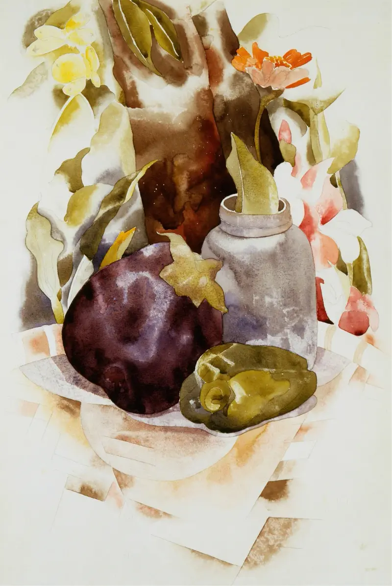 Eggplant and Green Pepper av Charles Demuth