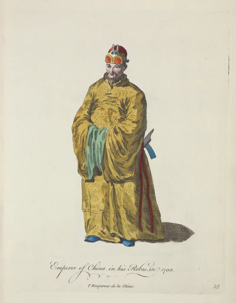 Kaiser von China in seinen Gewändern, im Jahr 1700 von Charles Grignion