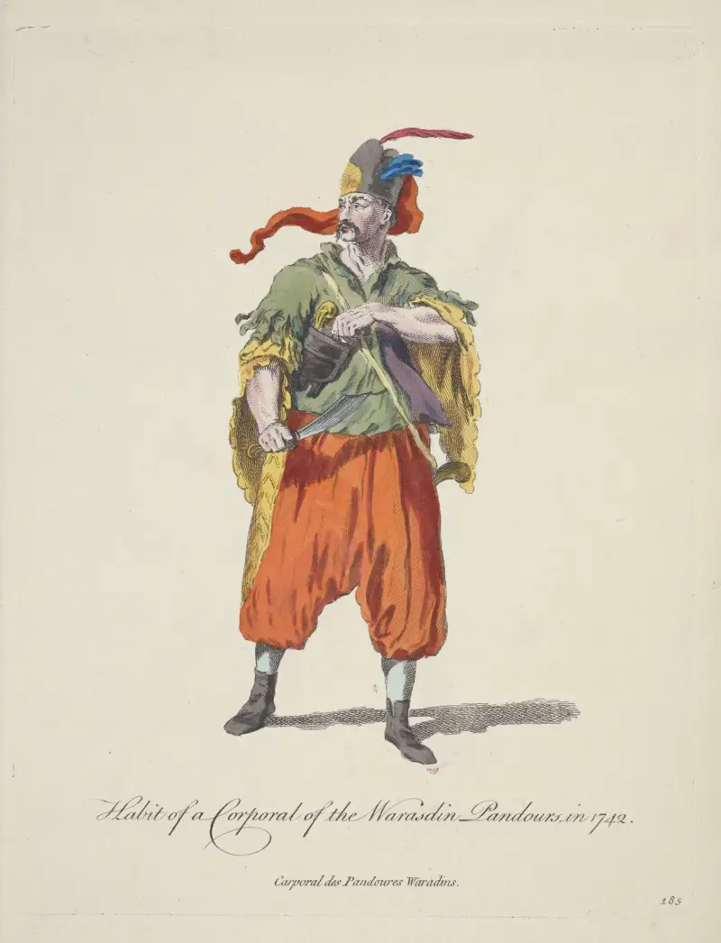 Dräkt för en korpral vid Warasdin-pandurerna 1742 av Charles Grignion