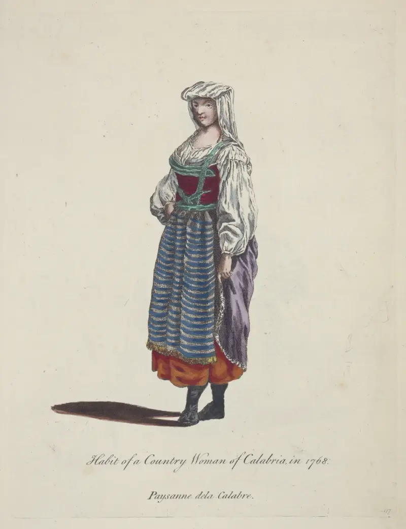 Strój wieśniaczki z Kalabrii w 1768 roku, Charles Grignion