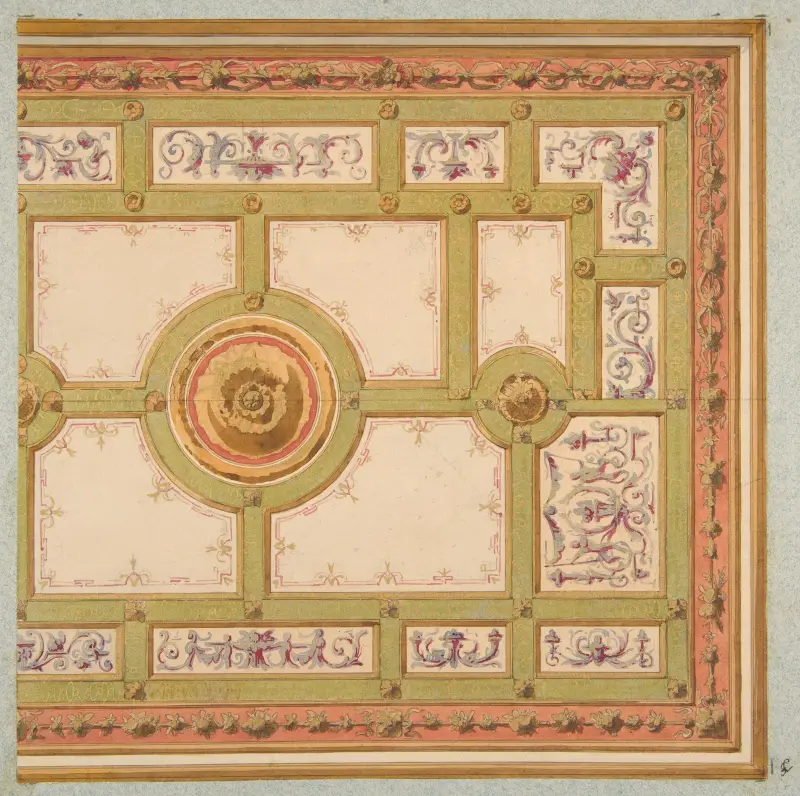 Alternative designs for the painted decoration of a ceiling av Jules-Edmond-Charles Lachaise