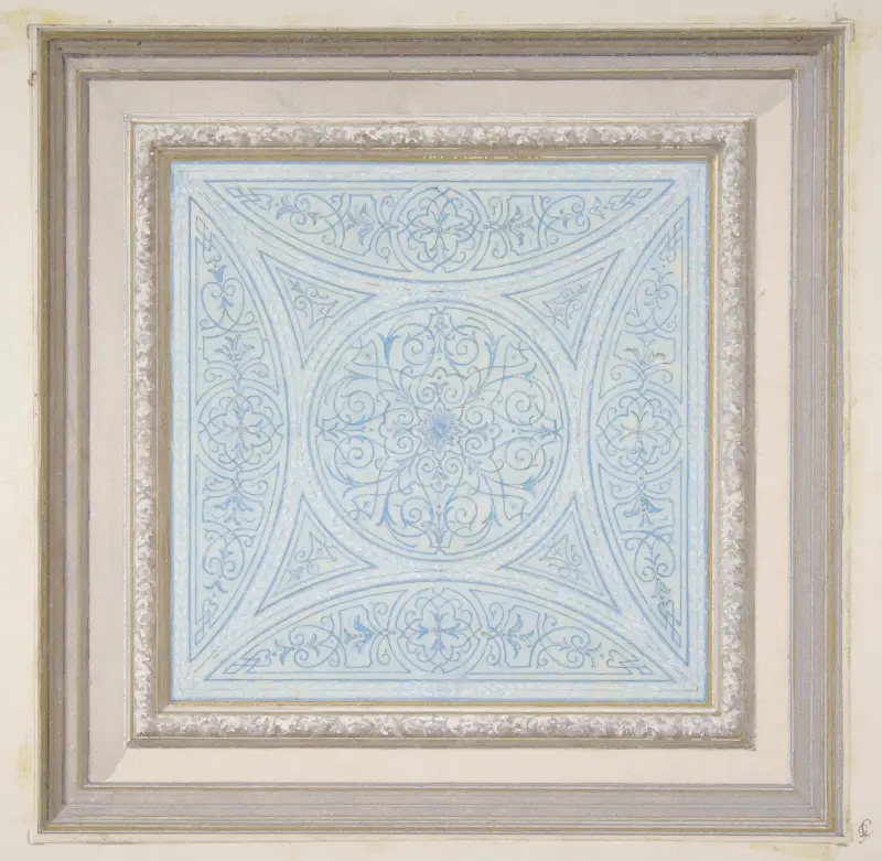 Design for a ceiling paianted in filagree patterns av Jules-Edmond-Charles Lachaise