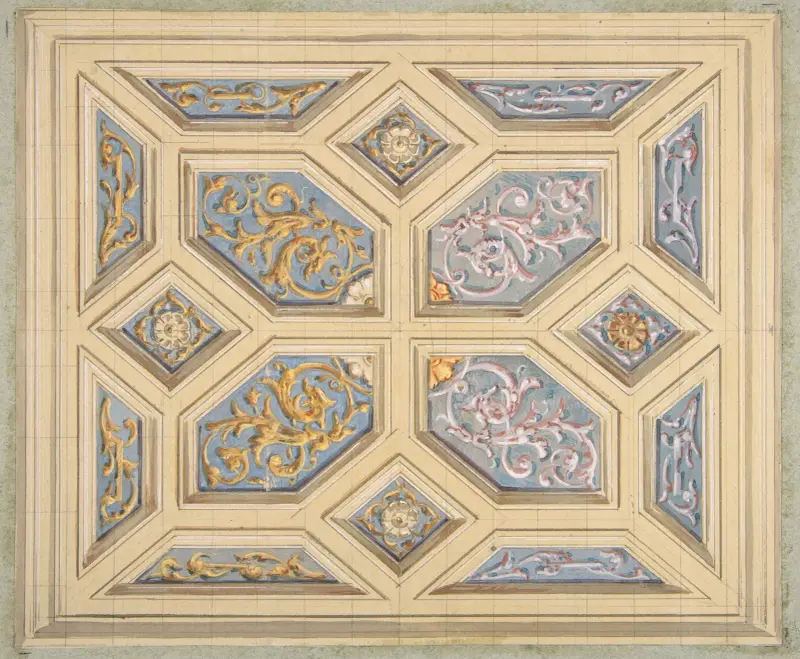 Design för kassettak med rinceaux av Jules-Edmond-Charles Lachaise
