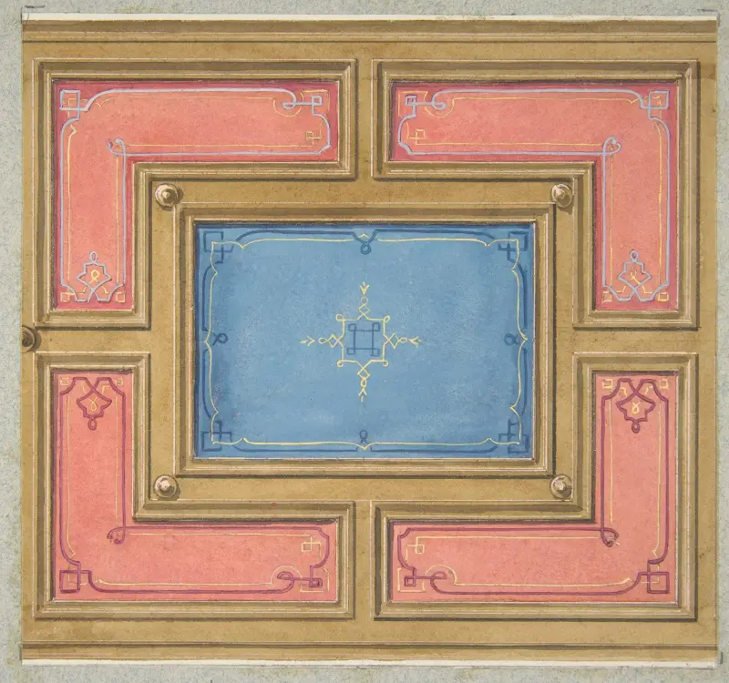 Design for a paneled ceiling av Jules-Edmond-Charles Lachaise