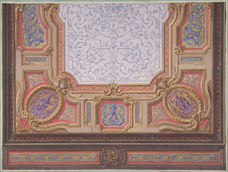 Takdekor för Grand Salon, Hôtel Hope av Jules-Edmond-Charles Lachaise