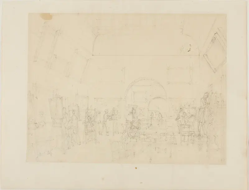 Studie för British Institution, Pall Mall, ur Microcosm of London av Augustus Charles Pugin