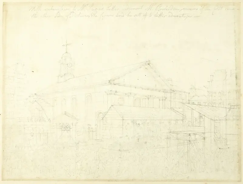 Studie für den Covent Garden Market, Westminster Election, aus Microcosm of London von Augustus Charles Pugin