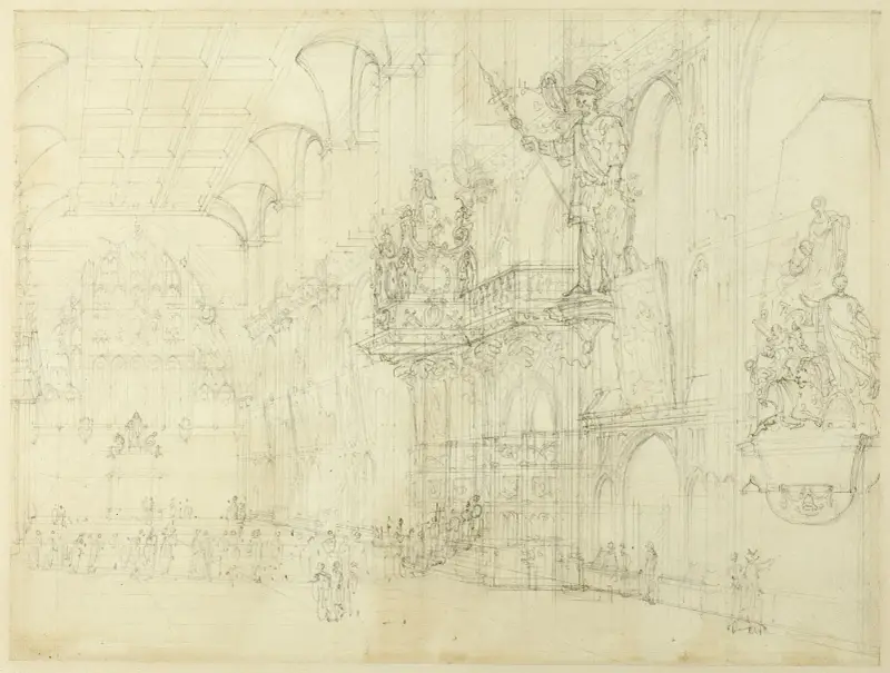 Studie för Guildhall, ur Microcosm of London av Augustus Charles Pugin