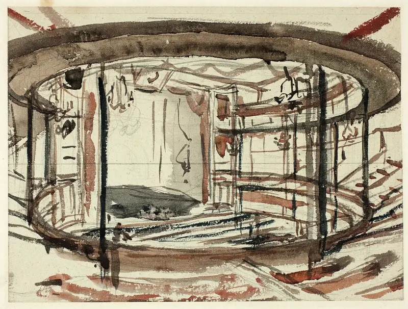 Study for Sadlers Wells Theater, 1809 – nr 1 av Augustus Charles Pugin
