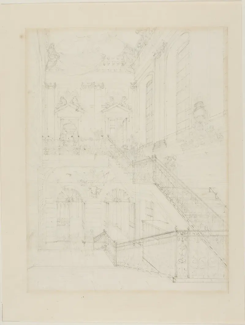 Studie för hallen och trappan, British Museum, ur Microcosm of London av Augustus Charles Pugin