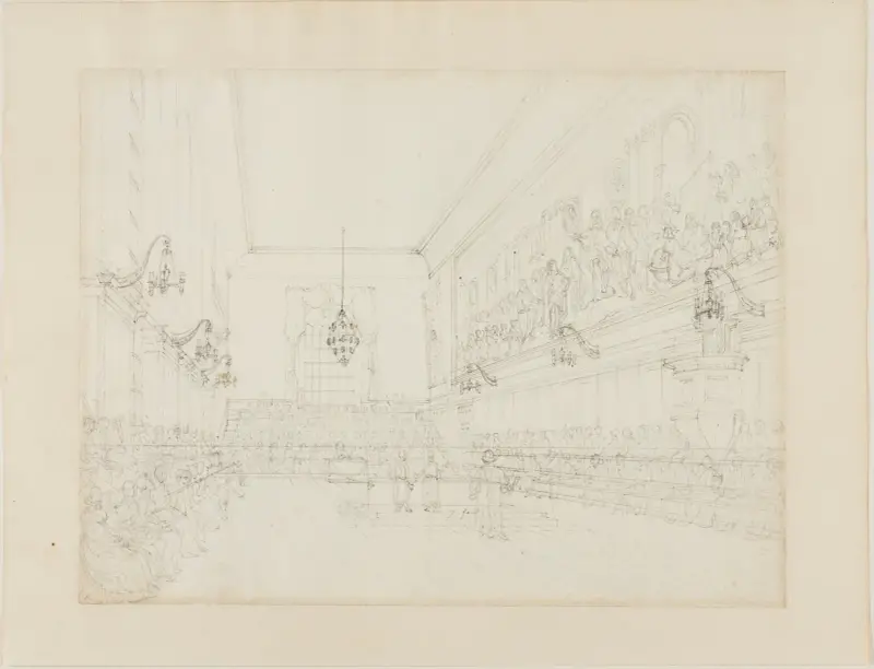 Studie för salen, Blue Coat School, ur Microcosm of London av Augustus Charles Pugin