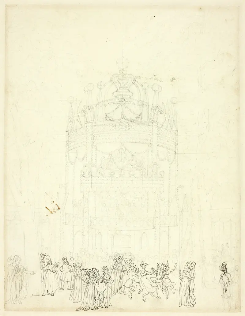 Studium do Vauxhall Garden, Augustus Charles Pugin